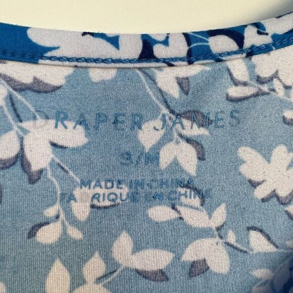 Draper James Sleeveless Tank Dress Ruffle Hem Blue White Floral Print size S / M - Picture 5 of 11